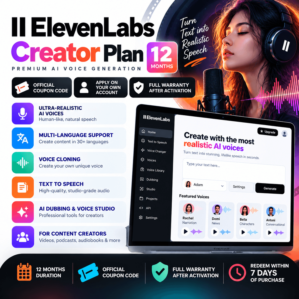 ElevenLabs Creator 12M (FW) product image 1